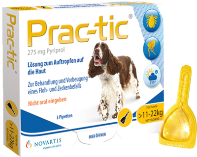 PRAC tic f.mittlere Hunde 11-22 kg Einzeldosispip.